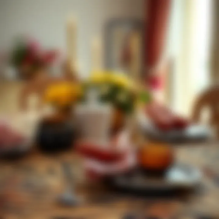 Artistry in Table Setting Creative arrangement of tableware on tiger print tablecloth