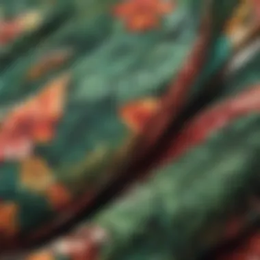 Textural Richness of Tropical Fabrics Close-up of fabric showcasing tropical patterns and textures