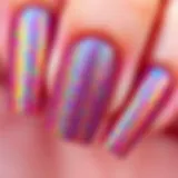 Vibrant display of chameleon flakes nails showcasing color-shifting effects.