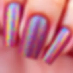 Vibrant display of chameleon flakes nails showcasing color-shifting effects.