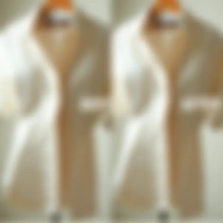 Before and after image of a garment treated with a clothes shaver