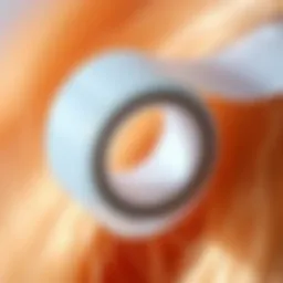 Close-up view of double-sided wig tape showcasing its adhesive surface