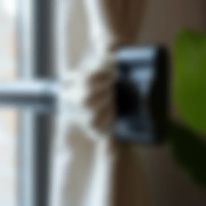 Close-up of the material texture of a heavy duty curtain rod