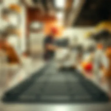 Commercial Application of Non-Slip Mats Non-slip heat-resistant mat used in a commercial kitchen environment