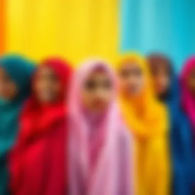 Colorful Collection: Opaque Chiffon Hijabs A collection of vibrant opaque chiffon hijabs displayed artistically