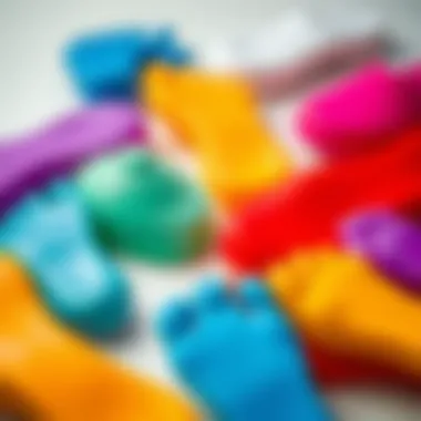 Aesthetic Variety of Silicone Foot Covers Silicone foot covers in various colors arranged aesthetically