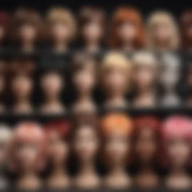 Diverse Wig Styles Showcased An elegant display of various wig styles on a stylish mannequin