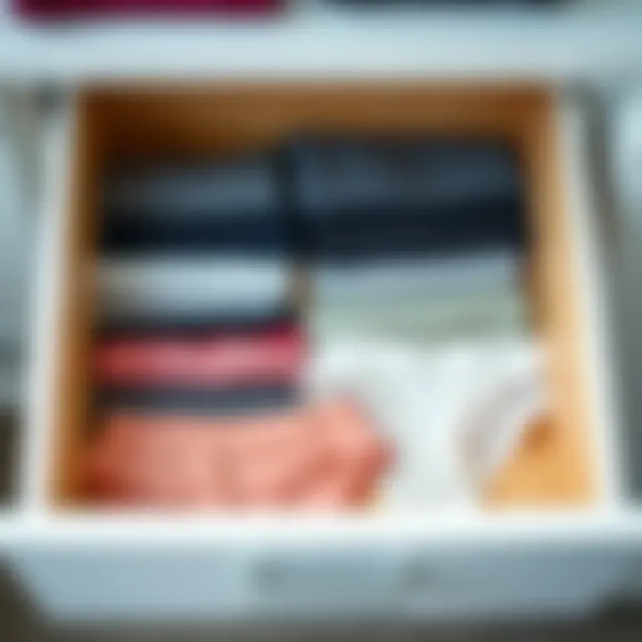 An organized drawer featuring various underwear separators