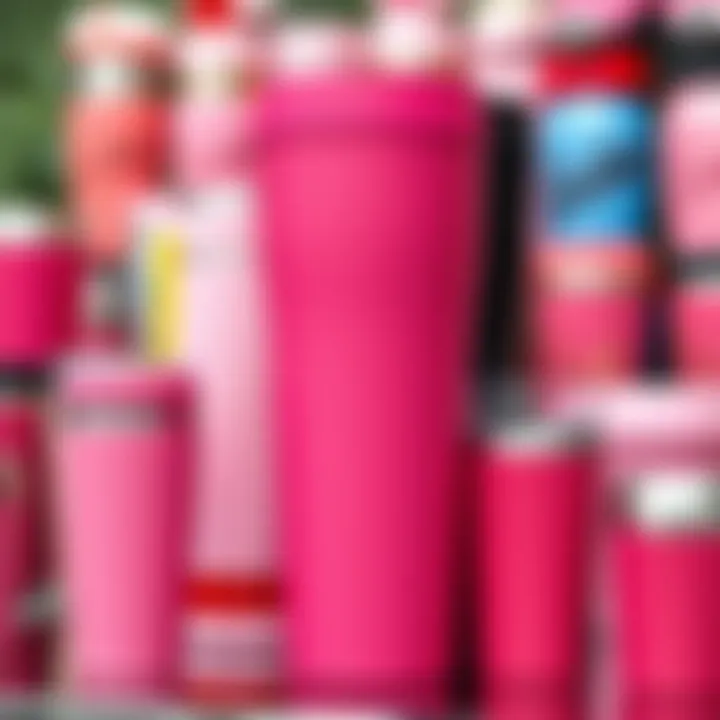 A Spectrum of Style: Diverse Pink Travel Mugs Various styles of pink travel mugs displayed creatively