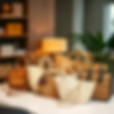 Diverse Collection of Spring Straw Handbags A collection of various spring straw handbags on a stylish table