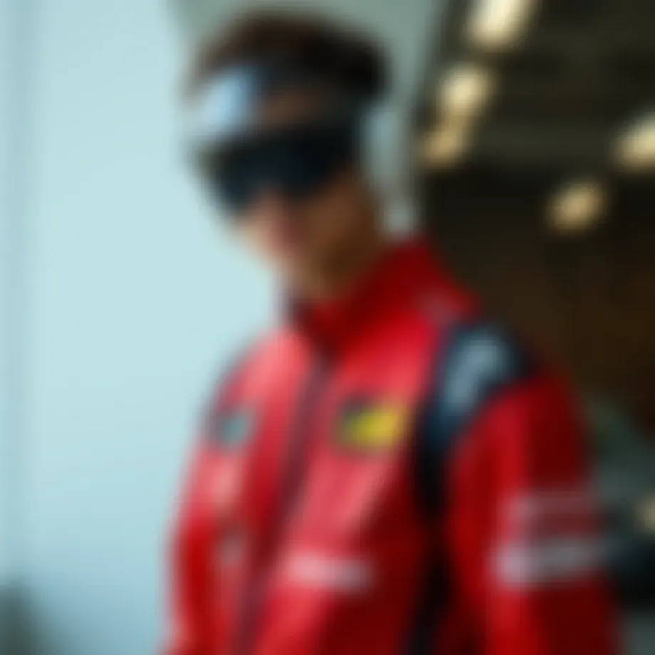 Dynamic racing-inspired fashion ensemble