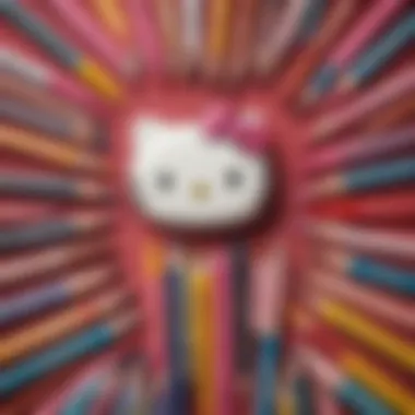 Nostalgic Vintage Hello Kitty Pencil Collection A nostalgic display of vintage Hello Kitty pencils.
