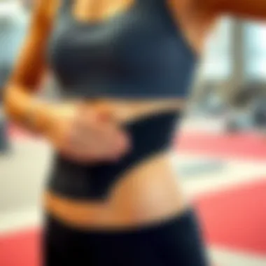 Utilizing a Waistline Trimmer Belt in Fitness Person demonstrating the use of a waistline trimmer belt during exercise
