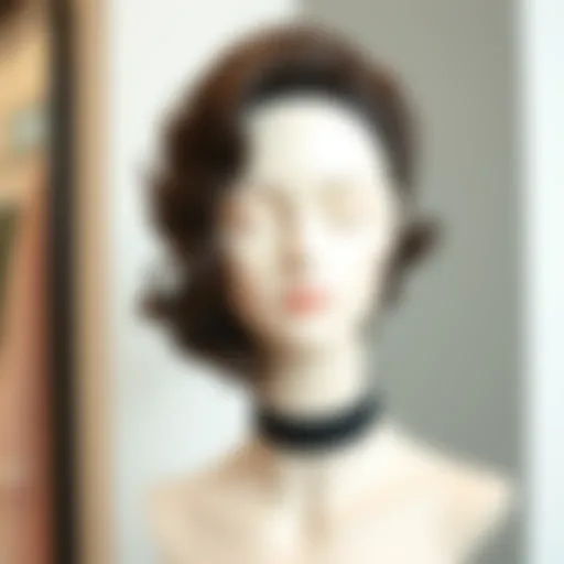 Stunning wavy hair topper with bangs displayed on a mannequin