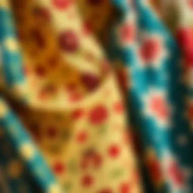 Close-up of authentic vintage fabric patterns