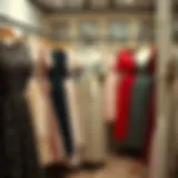 Elegant vintage inspired dress display in boutique