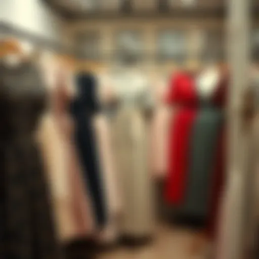 Elegant vintage inspired dress display in boutique