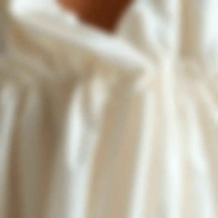 Close-up of white fabric showcasing intricate texture and quality of the cami dress