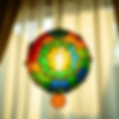 Vibrant Glass Sun Catcher Illuminating the Room Colorful glass sun catcher catching sunlight