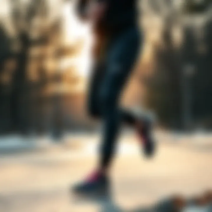 Performance in Action: Jogging in Winter Jogger Pants Athlete wearing winter jogger pants while running outdoors