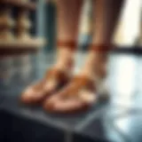 An elegant pair of Roman sandals showcasing intricate leatherwork