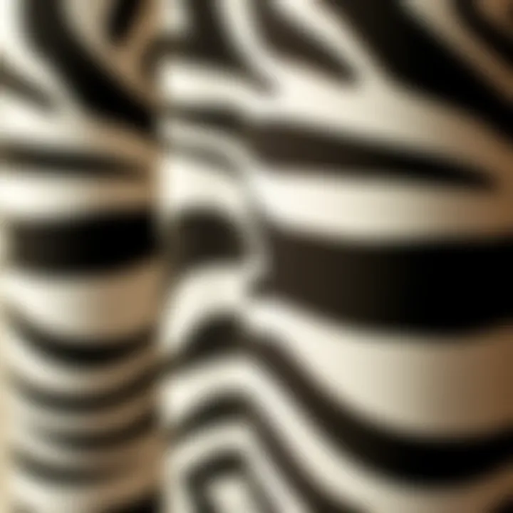 Close-up of zebra pattern fabric showcasing texture