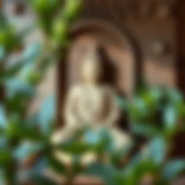 Tranquil Zen Buddha surrounded by natural elements