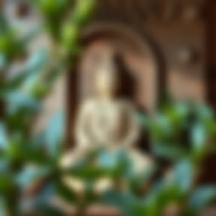 Tranquil Zen Buddha surrounded by natural elements